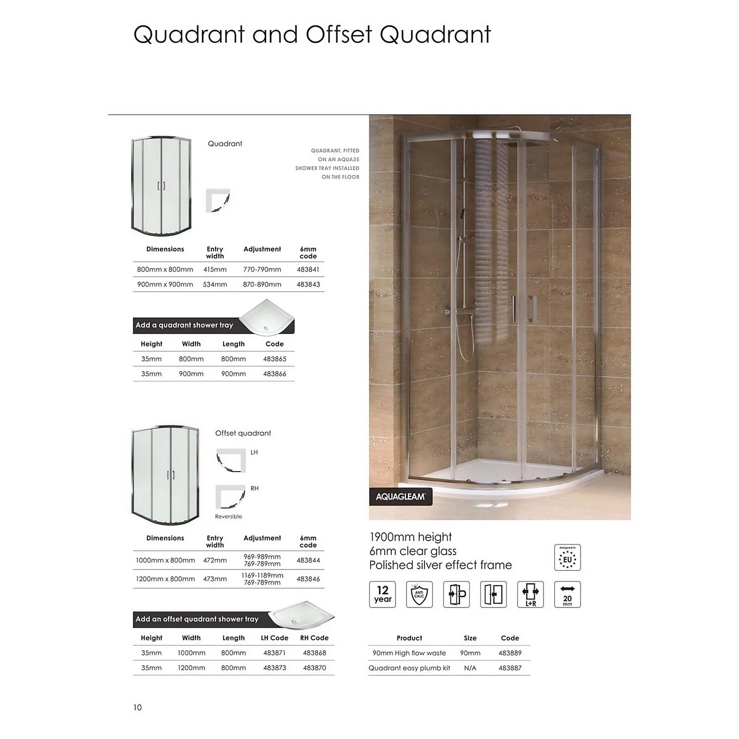 Aqualux Quadrant 900 X 900mm Shower Enclosure And Tray Package - Image 7