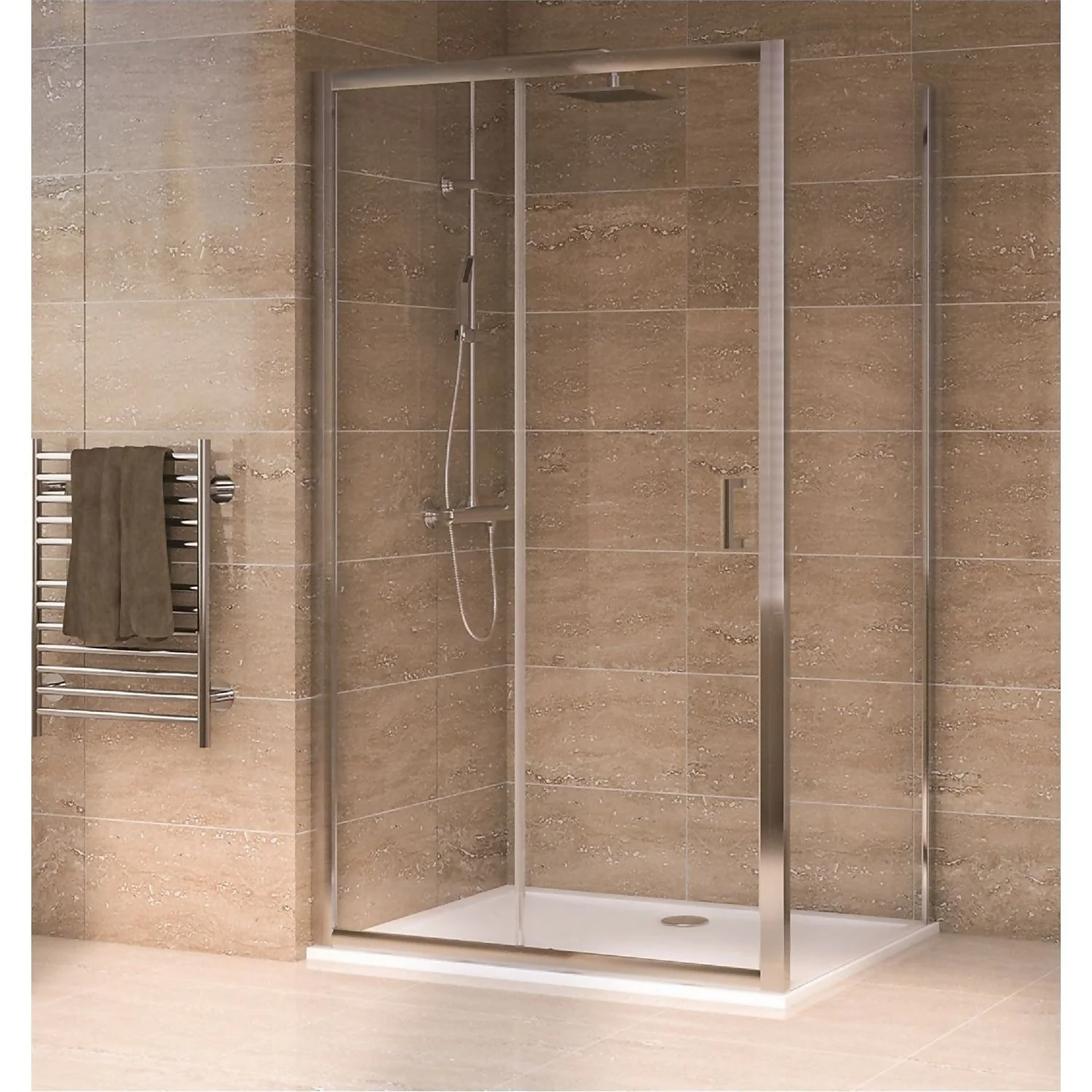 Aqualux Sliding Door 1200 X 900mm Shower Enclosure And Tray Package
