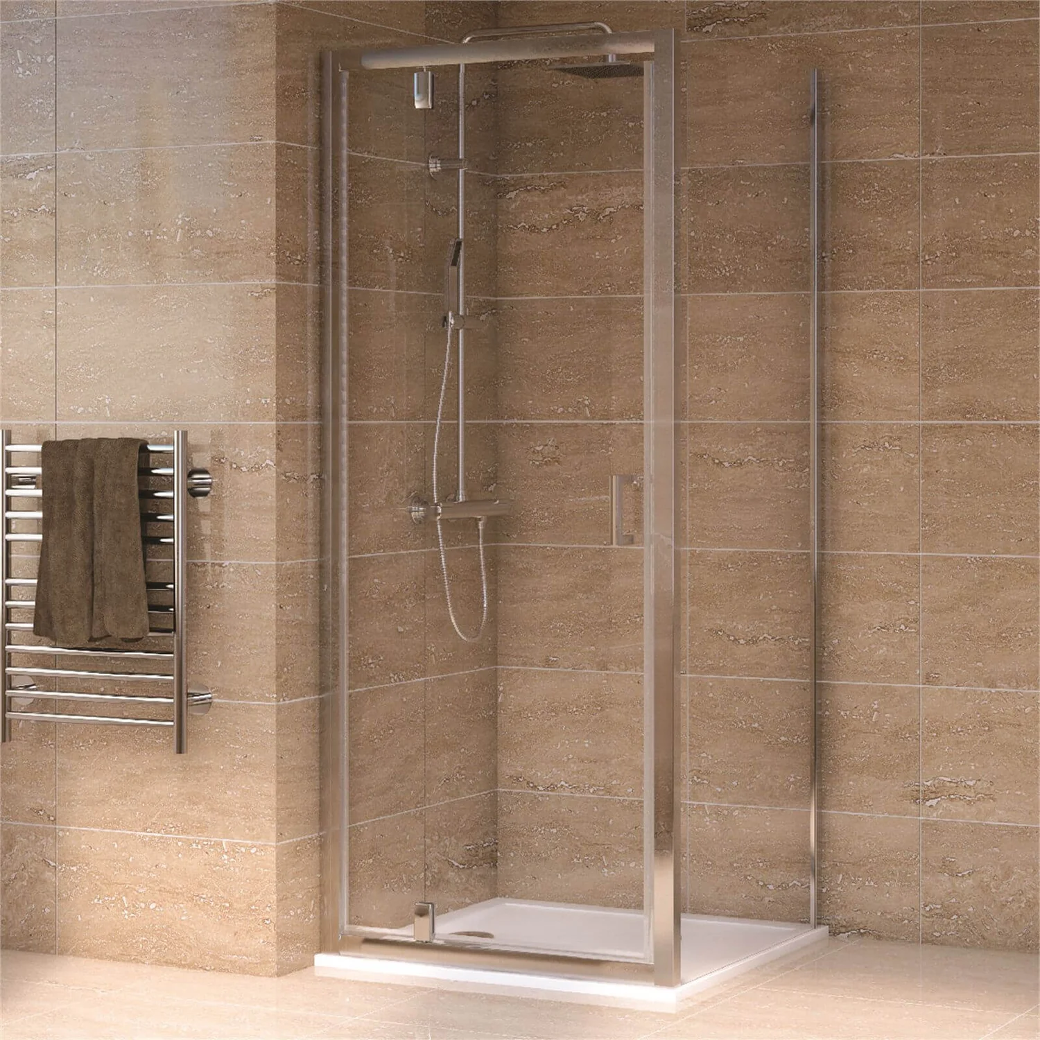 Aqualux Pivot Door 900 X 900mm Shower Enclosure And Tray Package