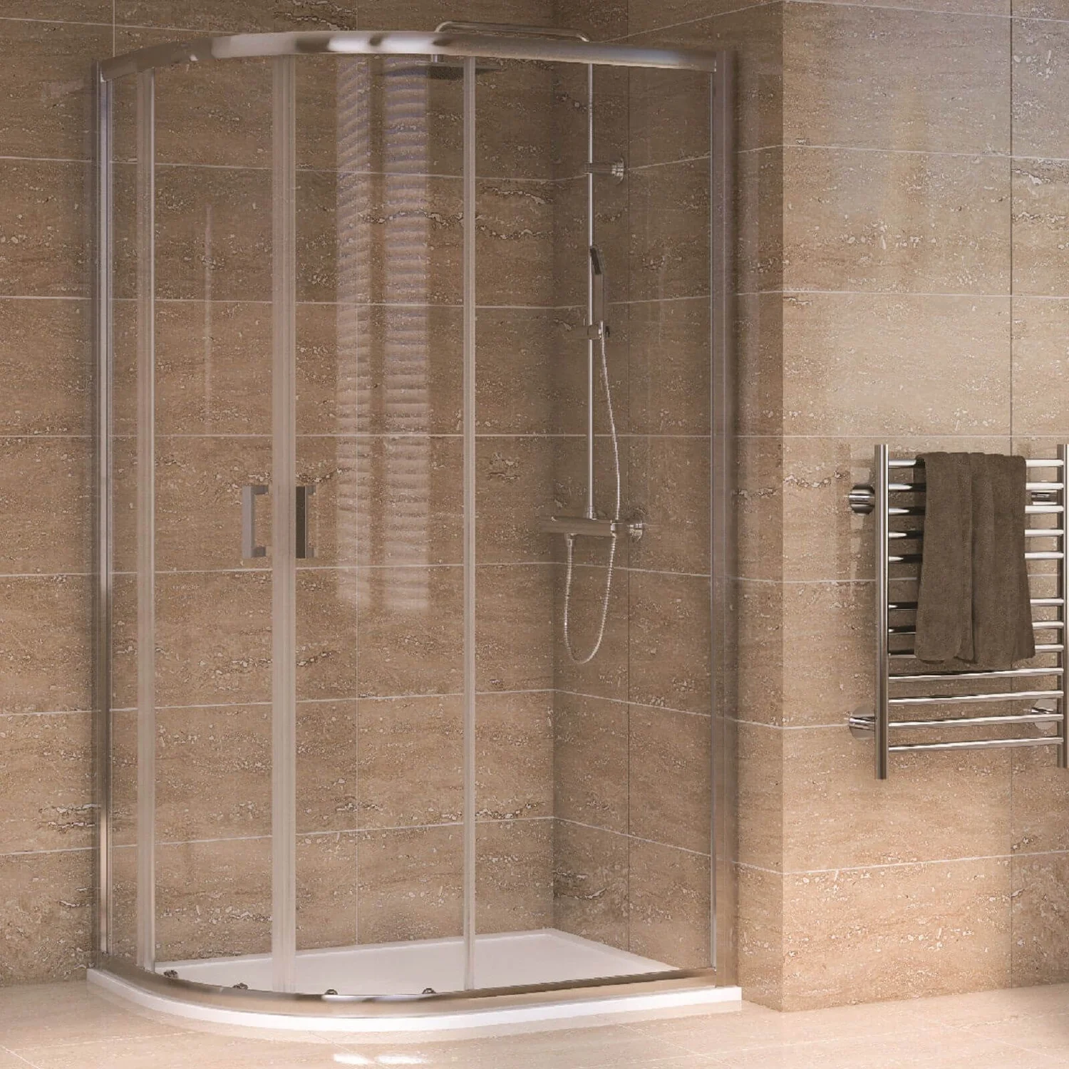 Aqualux Offset Quadrant 1200 X 800mm LH Shower Enclosure And Tray Package