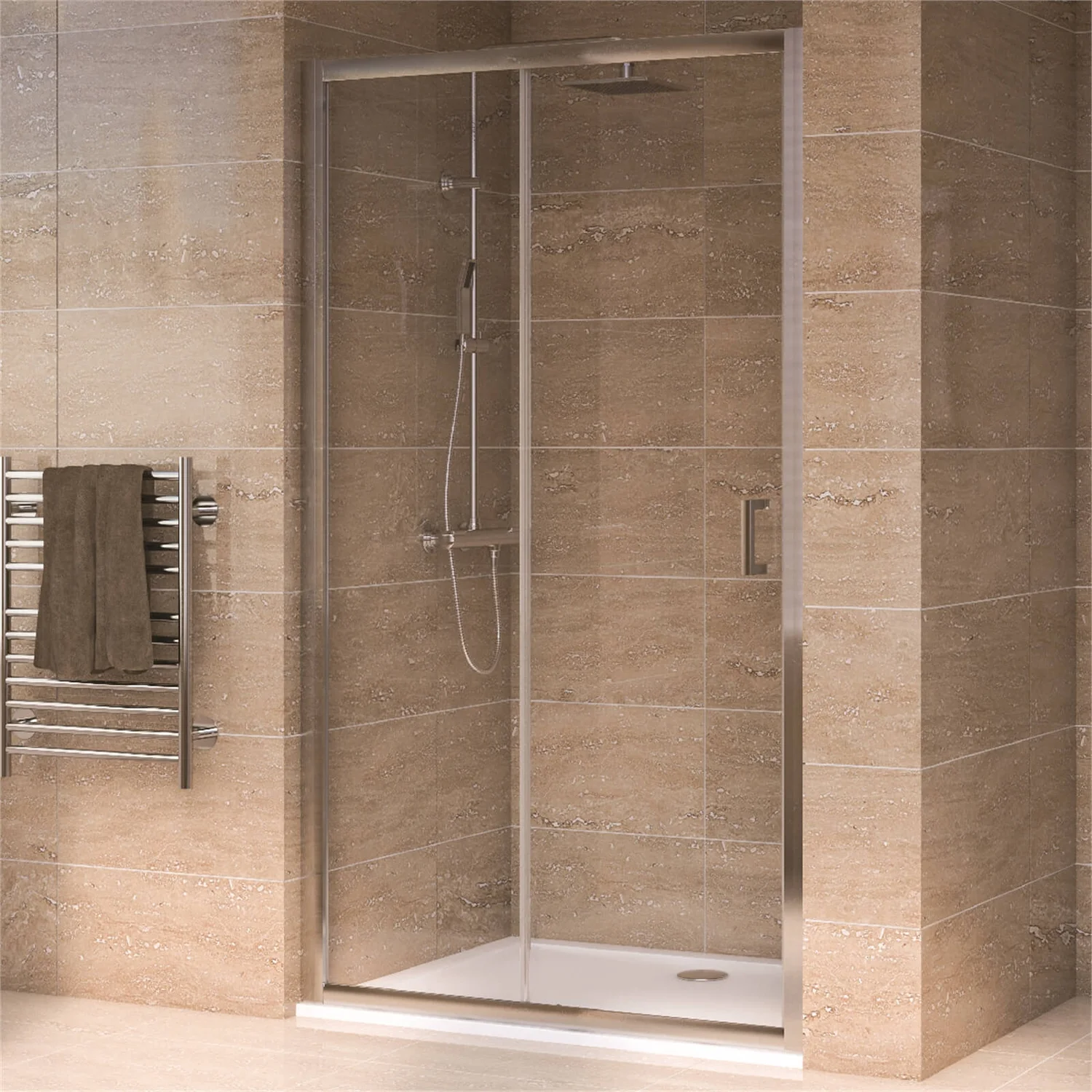 Aqualux Sliding Shower Door - 1700mm - Image 5