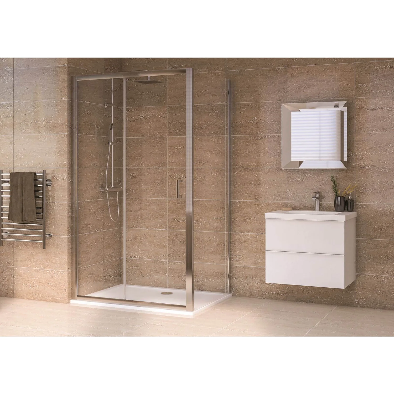 Aqualux Sliding Door Shower Enclosure - 1700 X 700mm - Image 3
