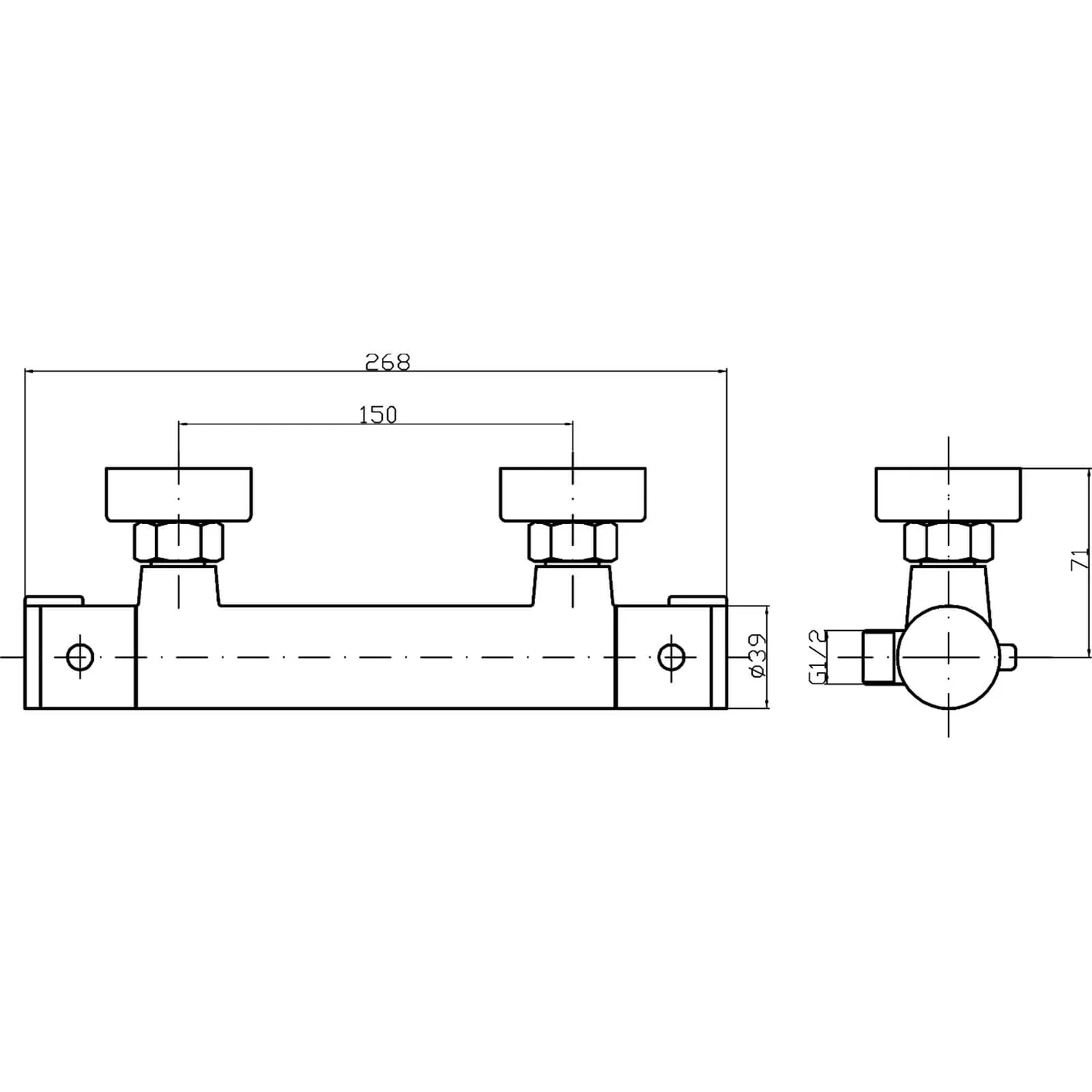 Balterley Round Thermo Bar Valve Bottom Outlet - Image 2