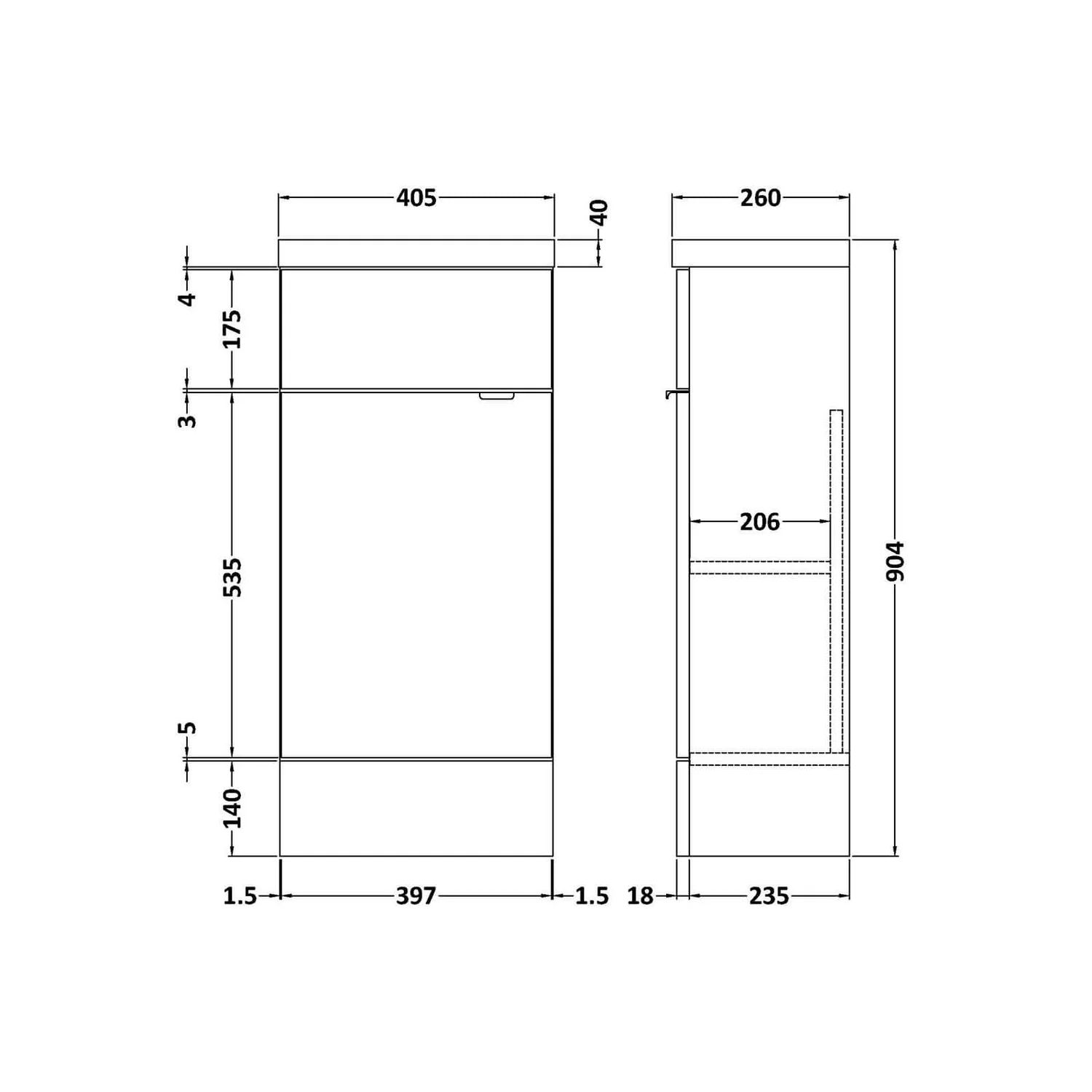 Balterley Dynamic 400mm Compact Vanity Unit With Basin - Gloss White - Image 2