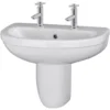 Balterley Vito 2 Tap Hole Basin And Semi Pedestal - 550mm