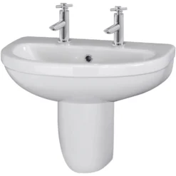 Balterley Vito 2 Tap Hole Basin And Semi Pedestal - 550mm