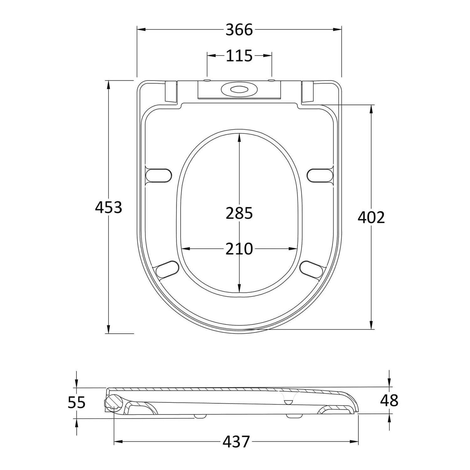 Balterley Luxury D Shape Soft Close Toilet Seat - White - Image 2