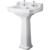 Balterley Harrington 2 Tap Hole Basin And Pedestal - 560mm