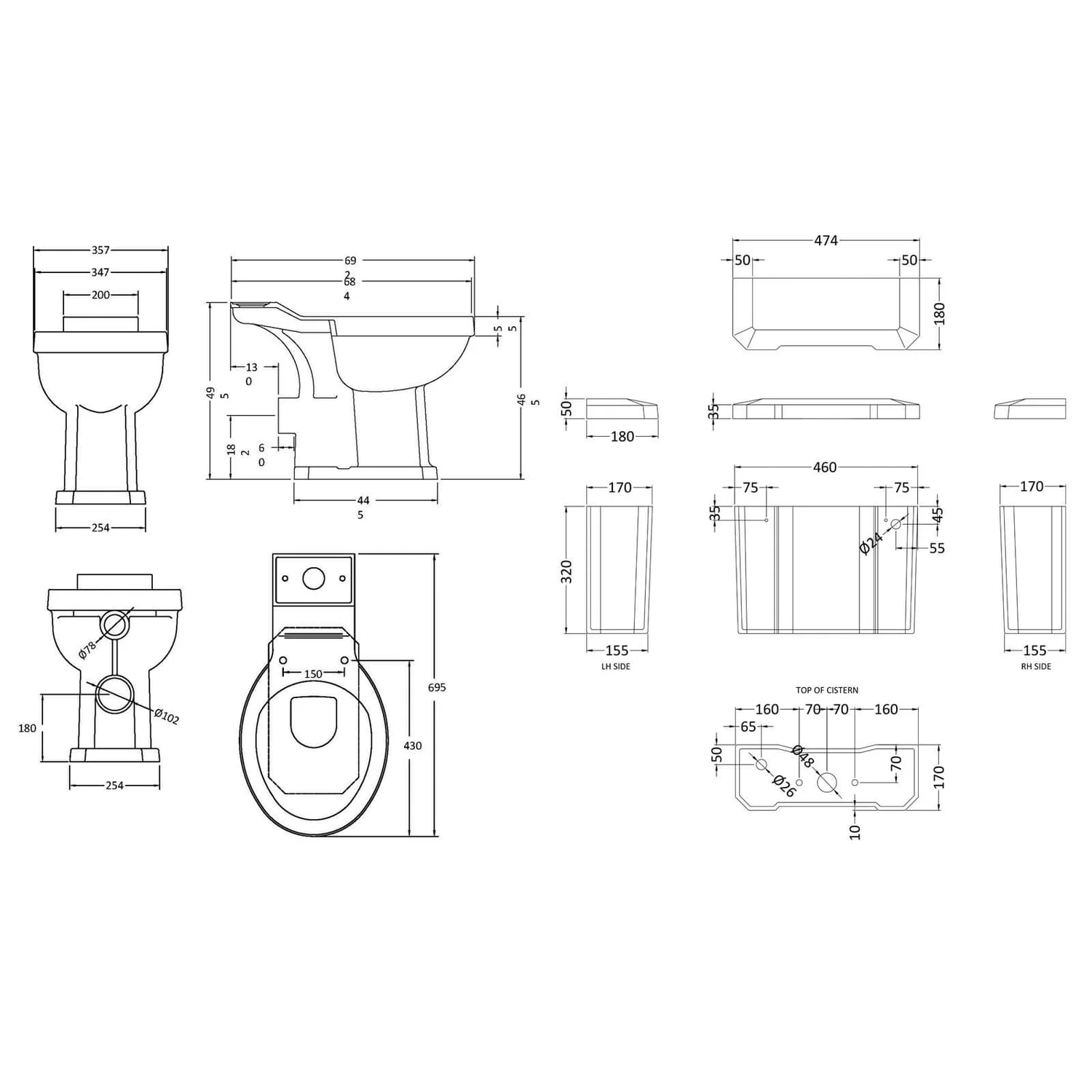 Balterley Harrington Comfort Height WC Pan And Cistern - Image 2