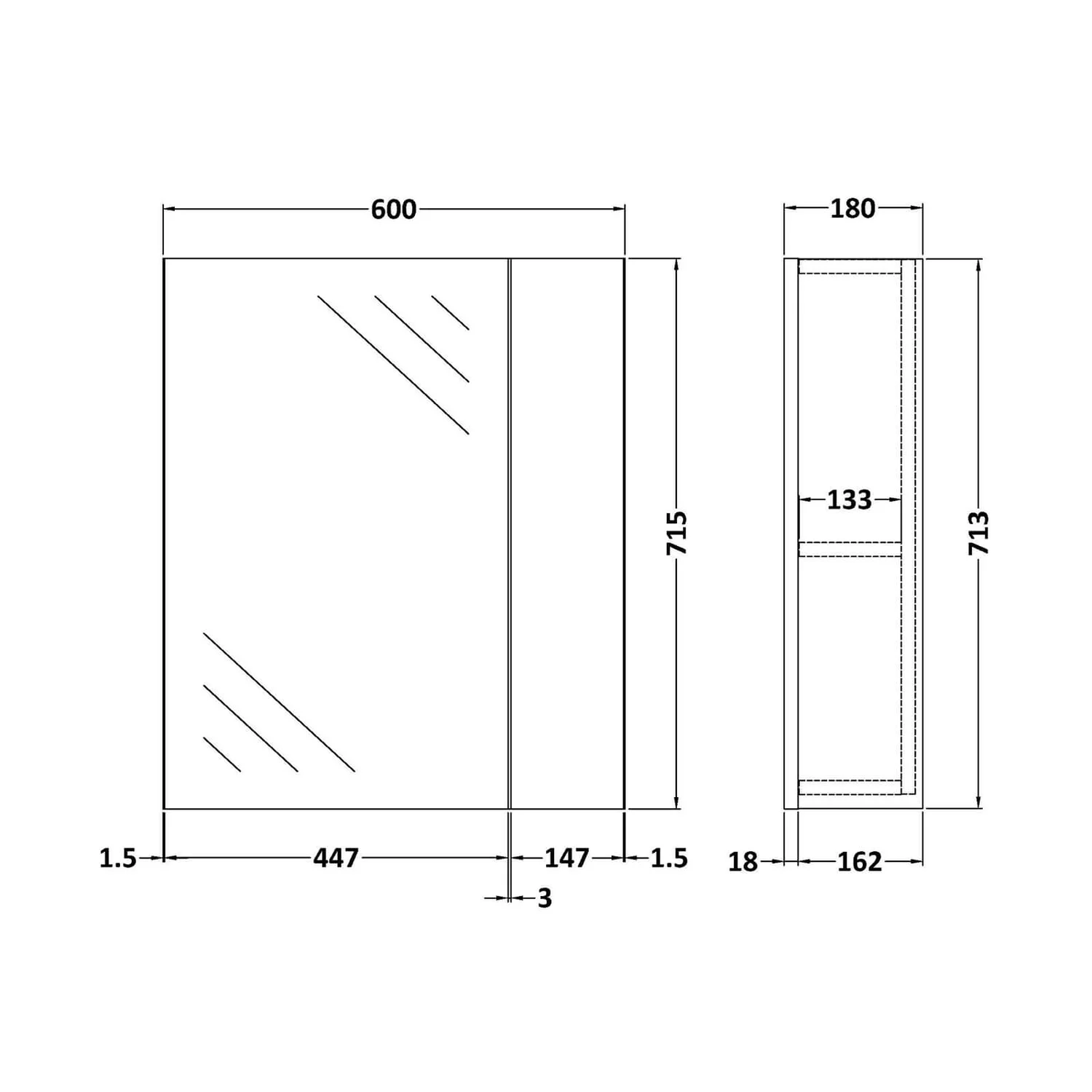 Balterley Dynamic Mirror Cabinet - Gloss White - Image 2