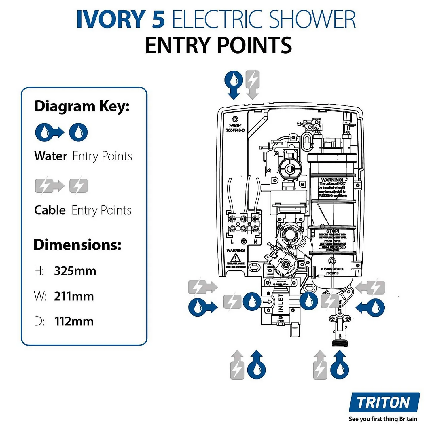 Triton Ivory 5 8.5kW Electric Shower - White - Image 4