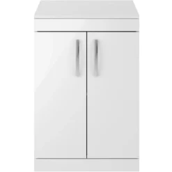 Balterley Rio 600mm Freestanding 2 Door Vanity With Worktop - Gloss White