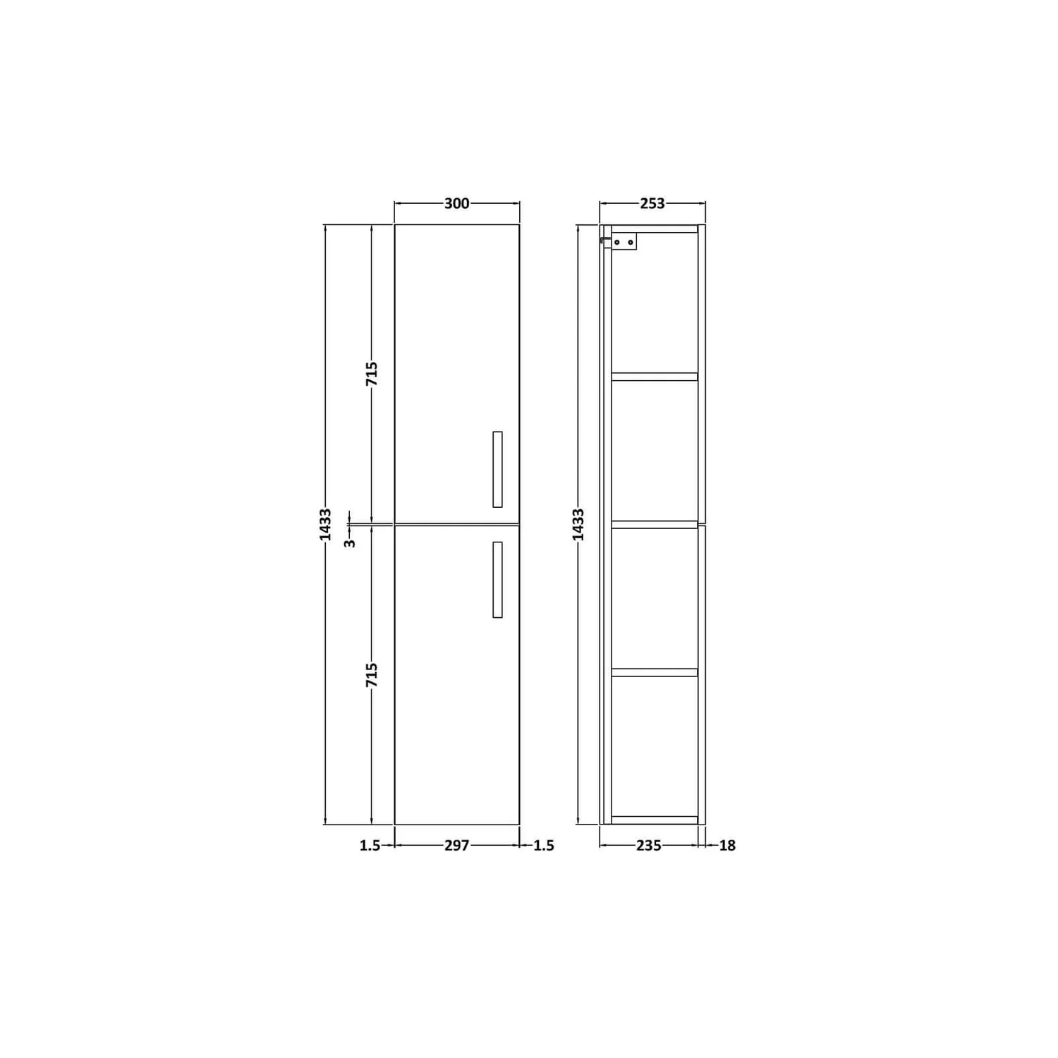 Balterley Rio 300mm Tall Unit 2 Door - Natural Oak - Image 2