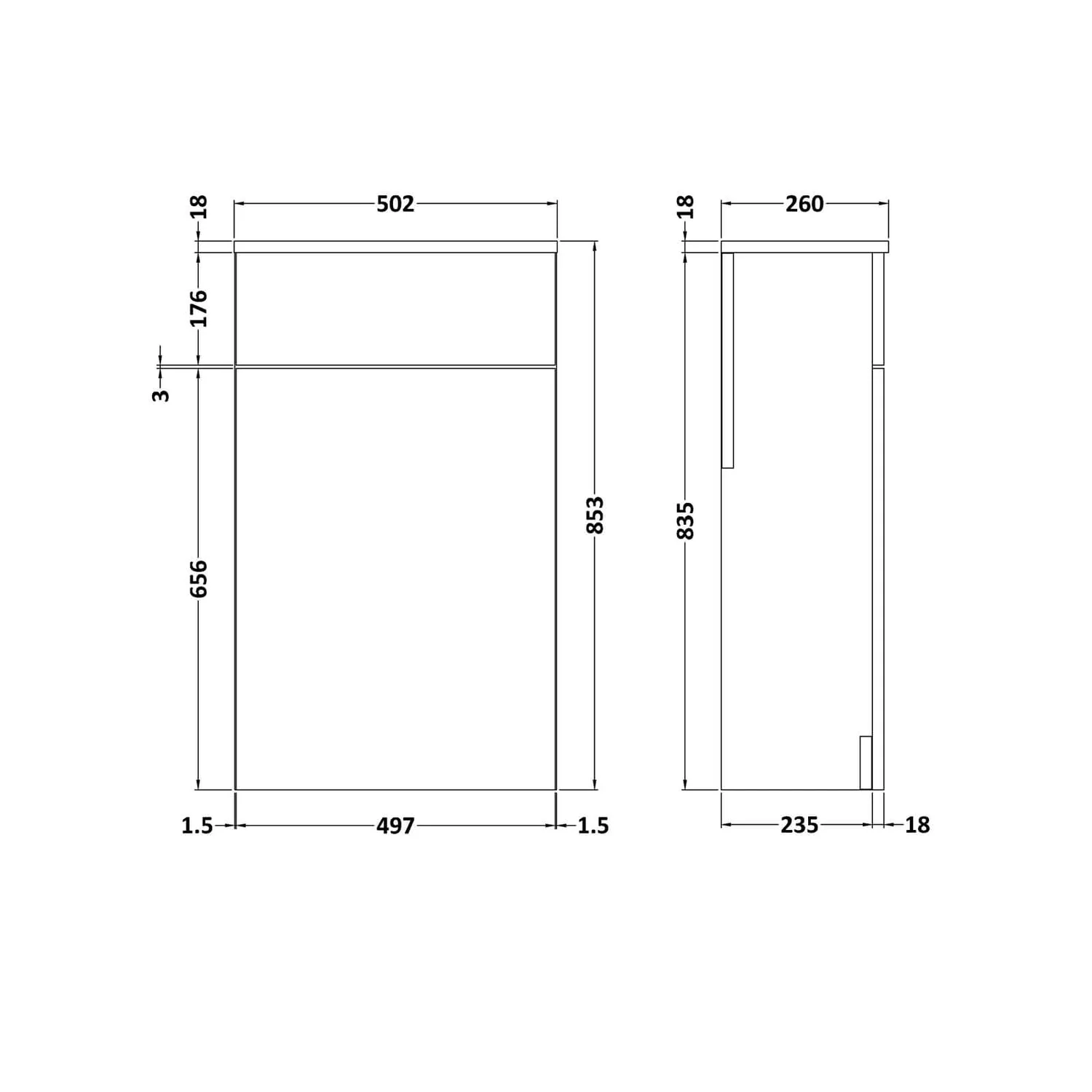 Balterley Rio 500mm WC Unit - Hacienda Black - Image 2