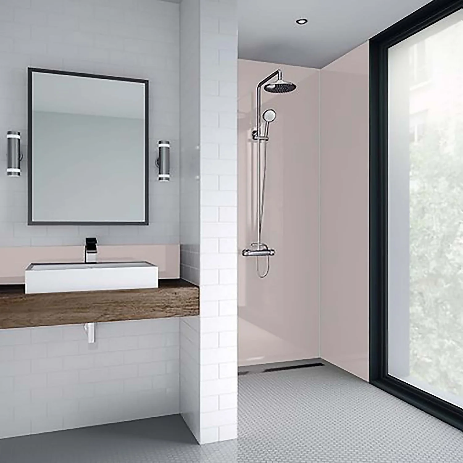 Wetwall Pale Pink Matt - 600mm - Acrylic