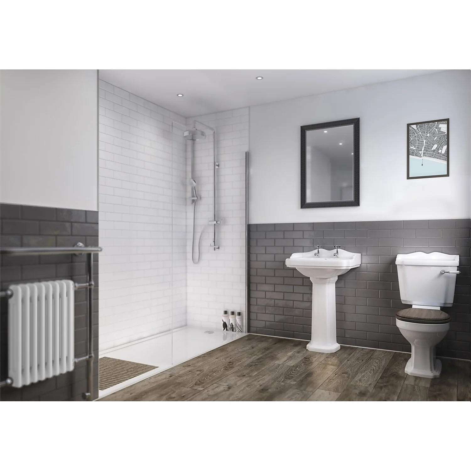 Wetwall White 3 Sided Shower Kit - Composite