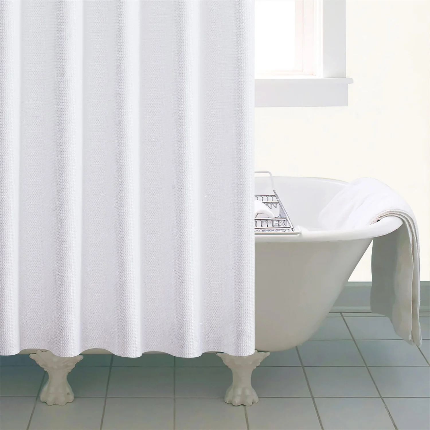 Aqualona Waffle White Shower Curtain - Image 2