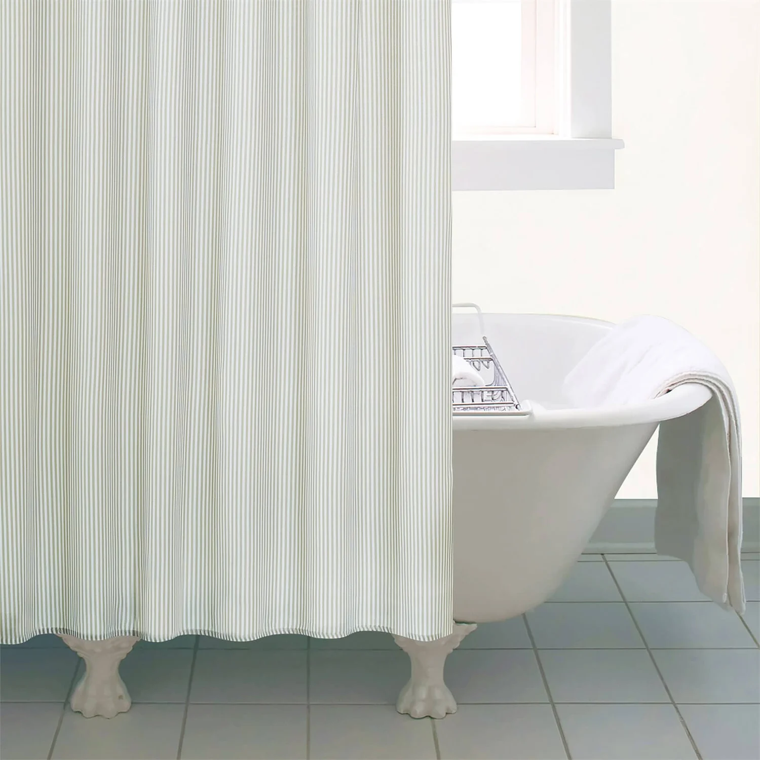 None Skinny Stripe Shower Curtain - Image 2