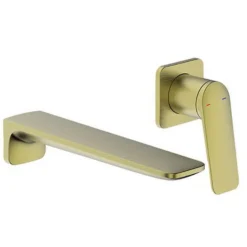 Bathstore Aero Wall Mounted Basin Mixer Tap - Brushed Brass