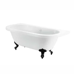 Bathstore Belmont Back To Wall Roll Top Bath With Black Feet
