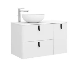 Bathstore Sketch 900 Right Hand Wash Bowl And Unit - Matt White
