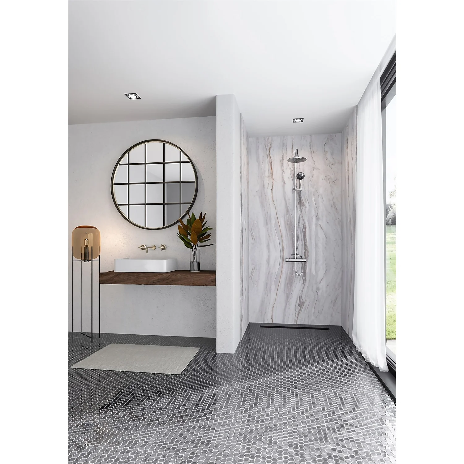 Wetwall Elite 3 Sided Wall Panel Kit - Marmo Linea - Image 2