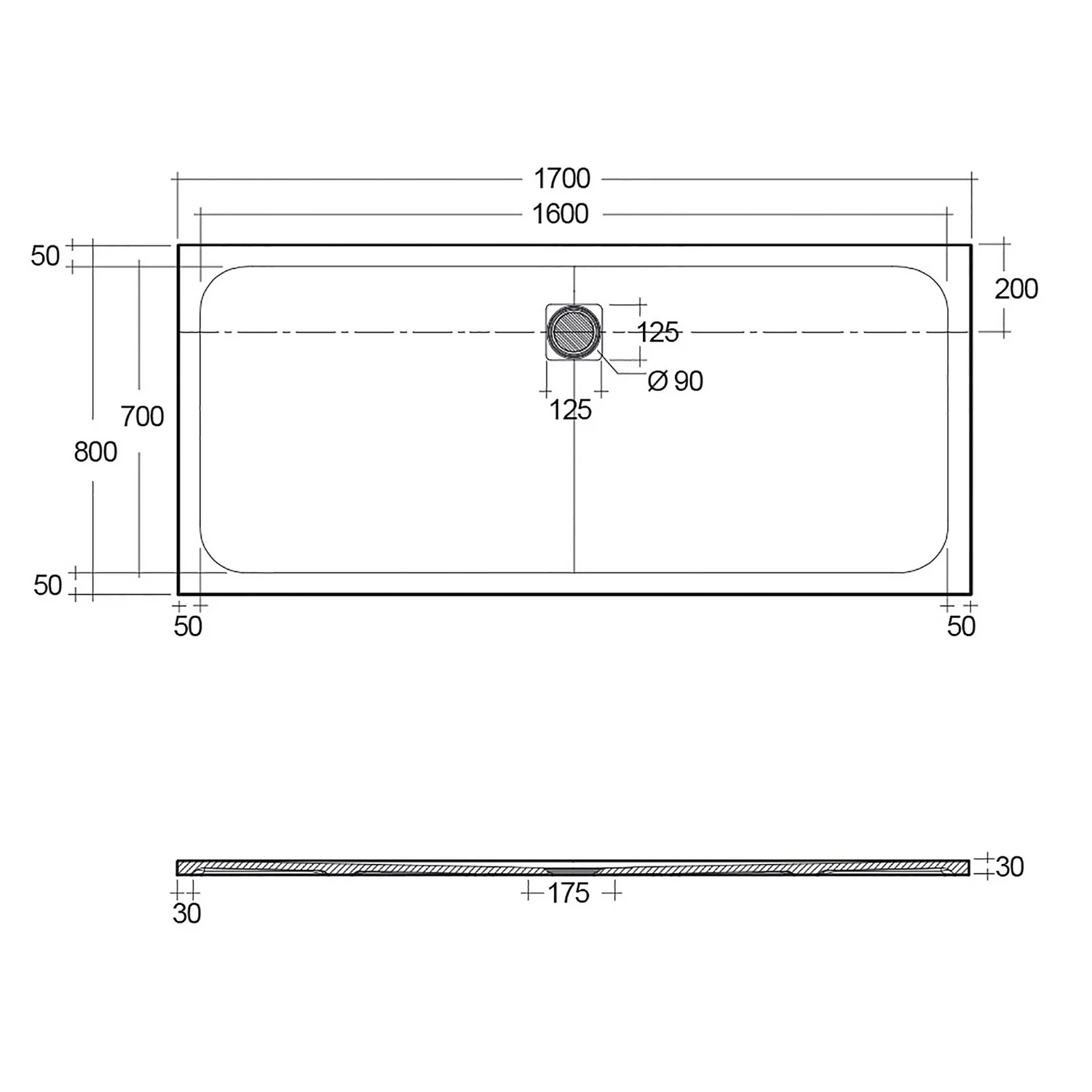 Bathstore RAK Slate Shower Tray White 1700x800mm - Image 5