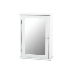 Classic White Mirrored Single Door Bathroom Cabinet