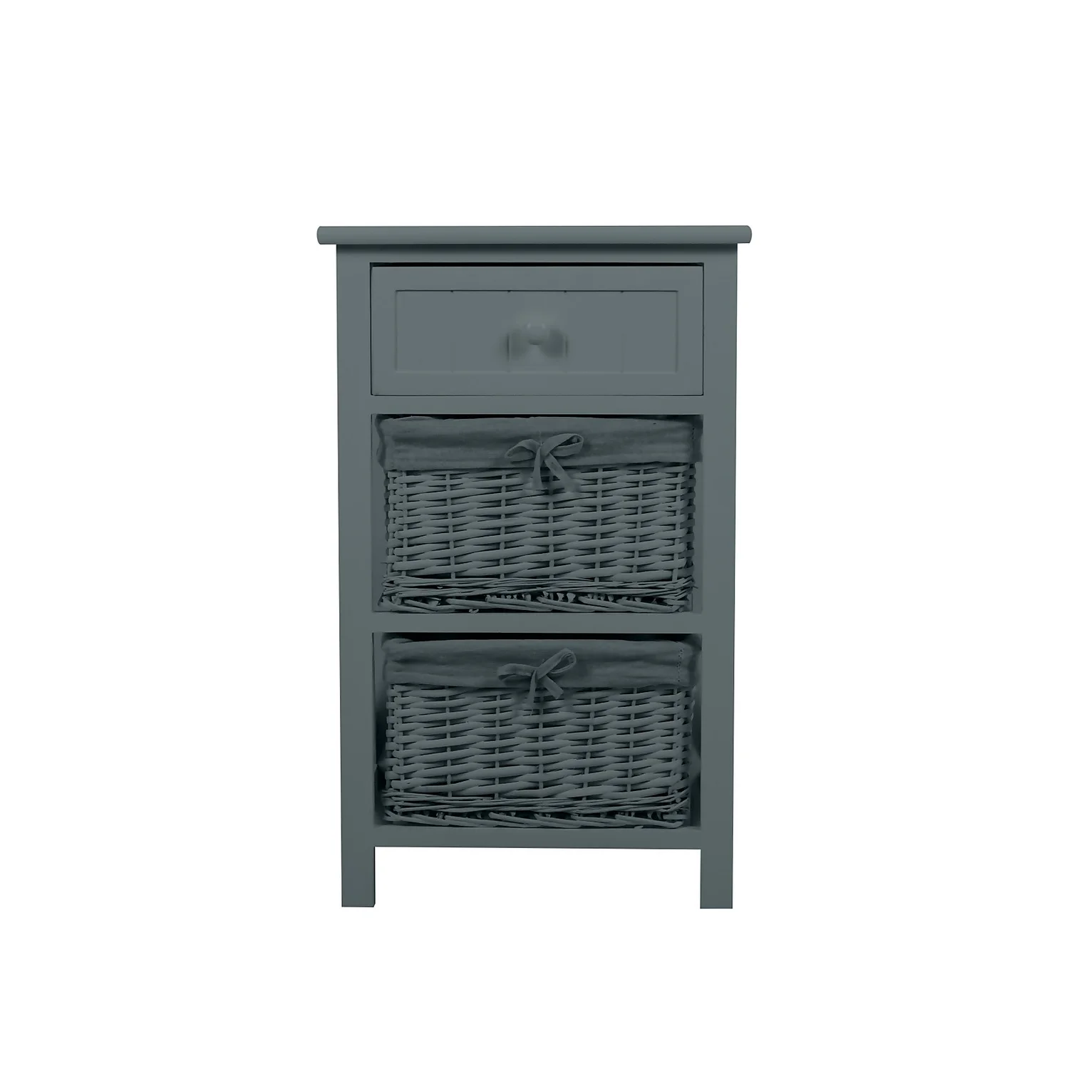 Classic Grey Bathroom Storage Unit - Wooden & Willow Drawers - Image 2