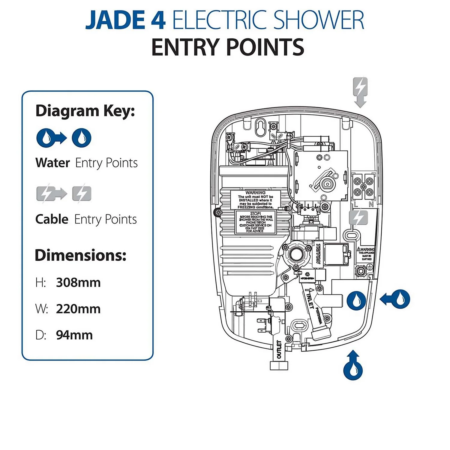 Triton Jade 4 8.5kW Electric Shower - White - Image 6