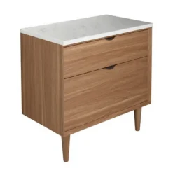 Bathstore Noir Craft Solid Surface Stone Effect Countertop 800mm - White Carrara