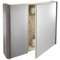 Bathstore Linen 800mm Mirror Wall Cabinet - Grey