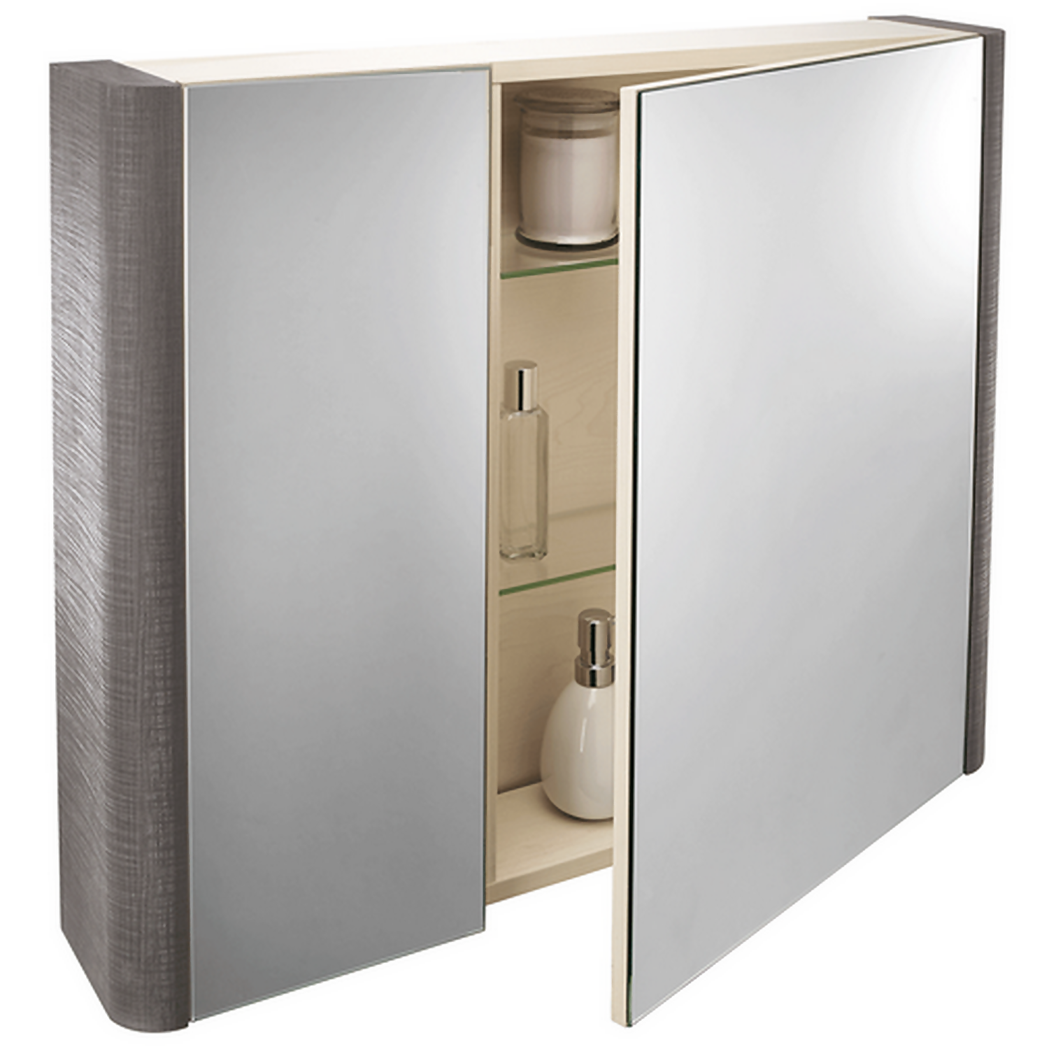 Bathstore Linen 800mm Mirror Wall Cabinet - Grey