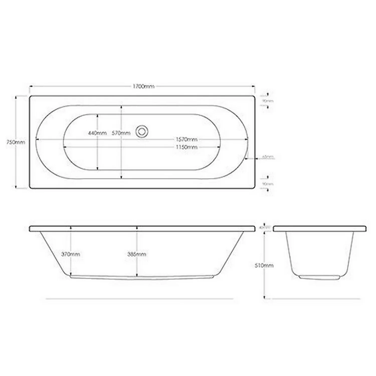 Bathstore Colorado Double Ended Straight Bath - 1700 X 750mm - Image 2