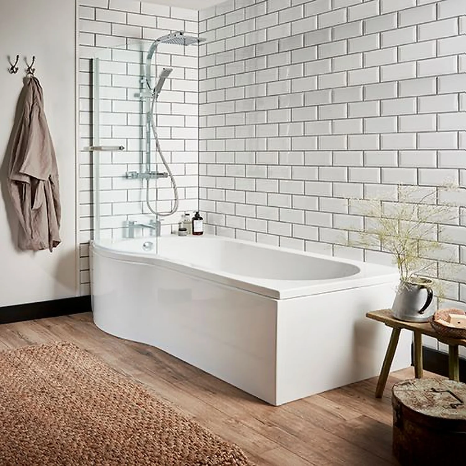 Bathstore Pilma Left Hand Shower Bath With Screen - 1500 X 850mm - Image 3