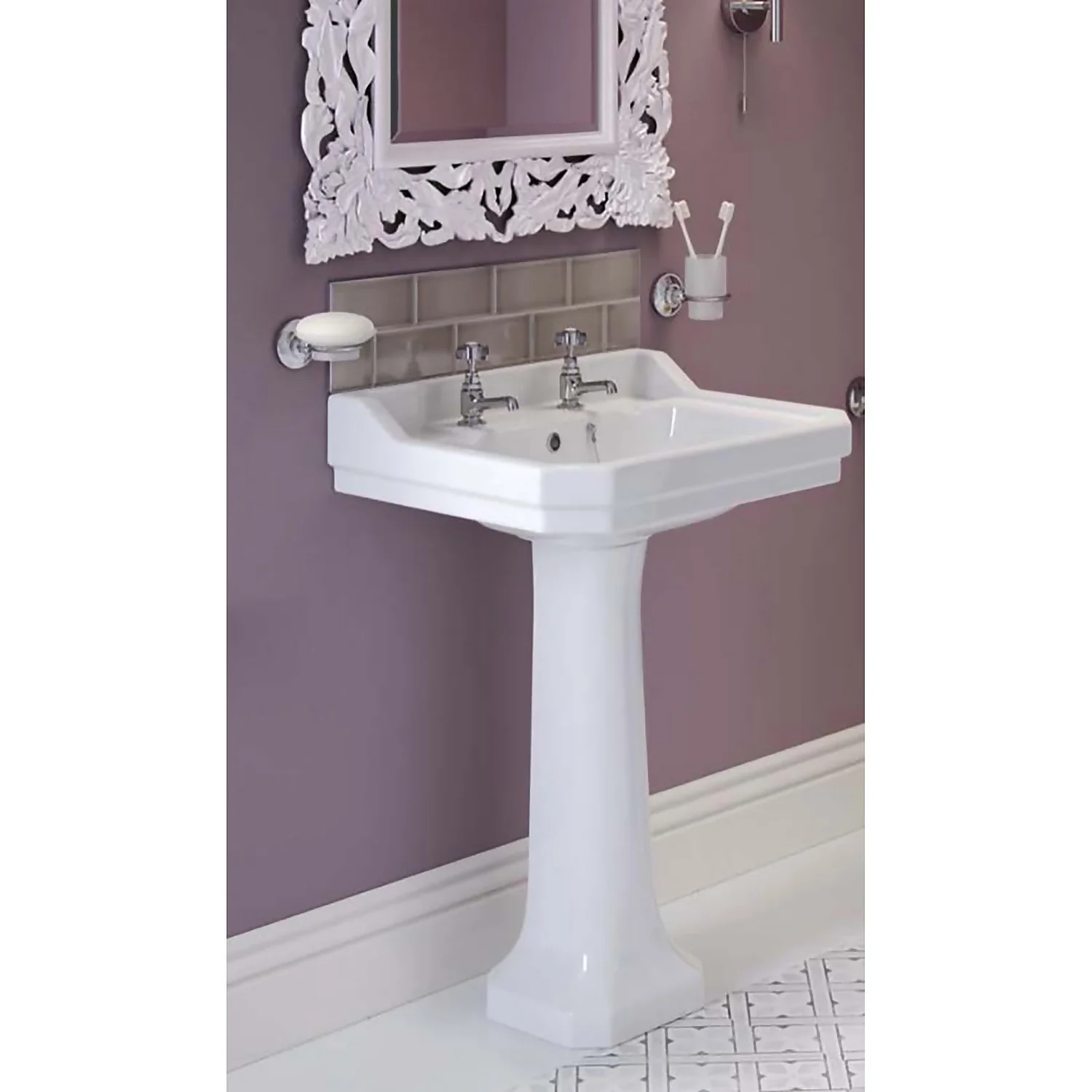 Bathstore Whitechapel Basin And Pedestals - 2 Tap Holes - Image 3