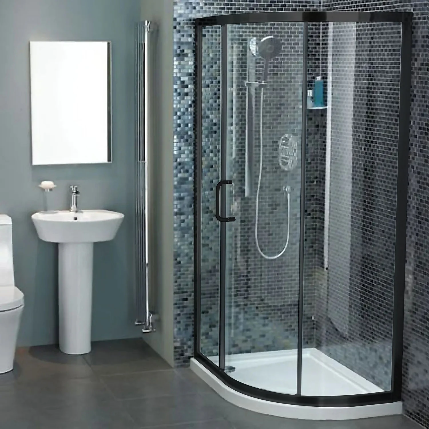 Bathstore Noir 1100mm Black Offset Quadrant Shower Enclosure - Image 2