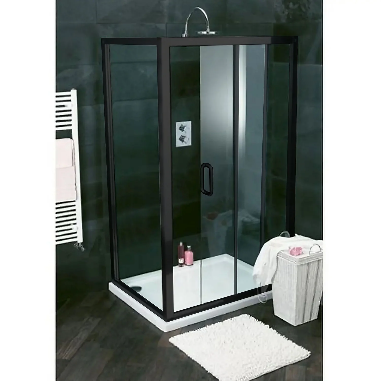 Bathstore Noir 1400mm Black Shower Enclosure Sliding Door - Image 2