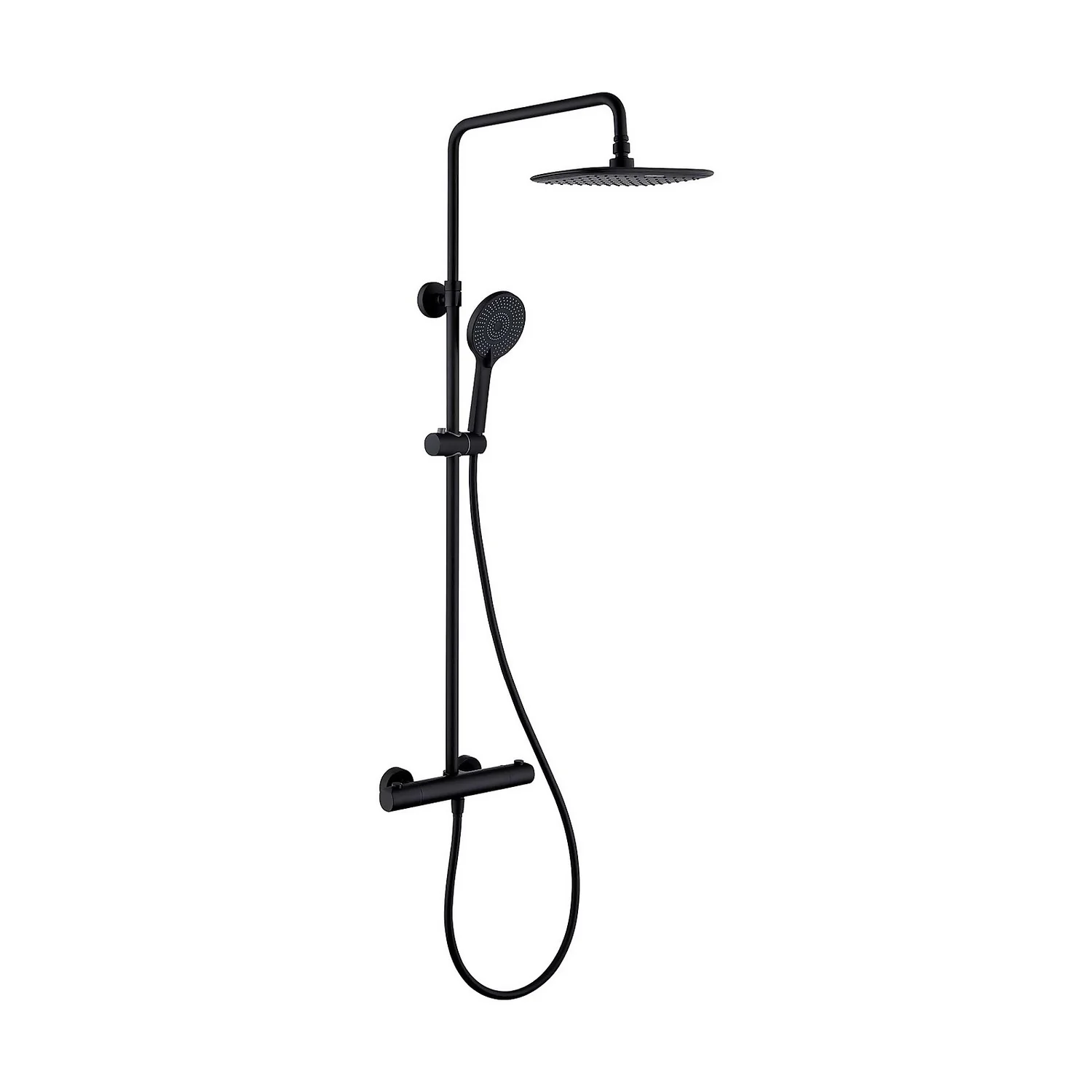 Hertford Thermostatic Valve, Round Overhead And Hand Shower Black