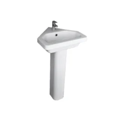 Bathstore Falcon White Corner Basin And Slim Pedestal