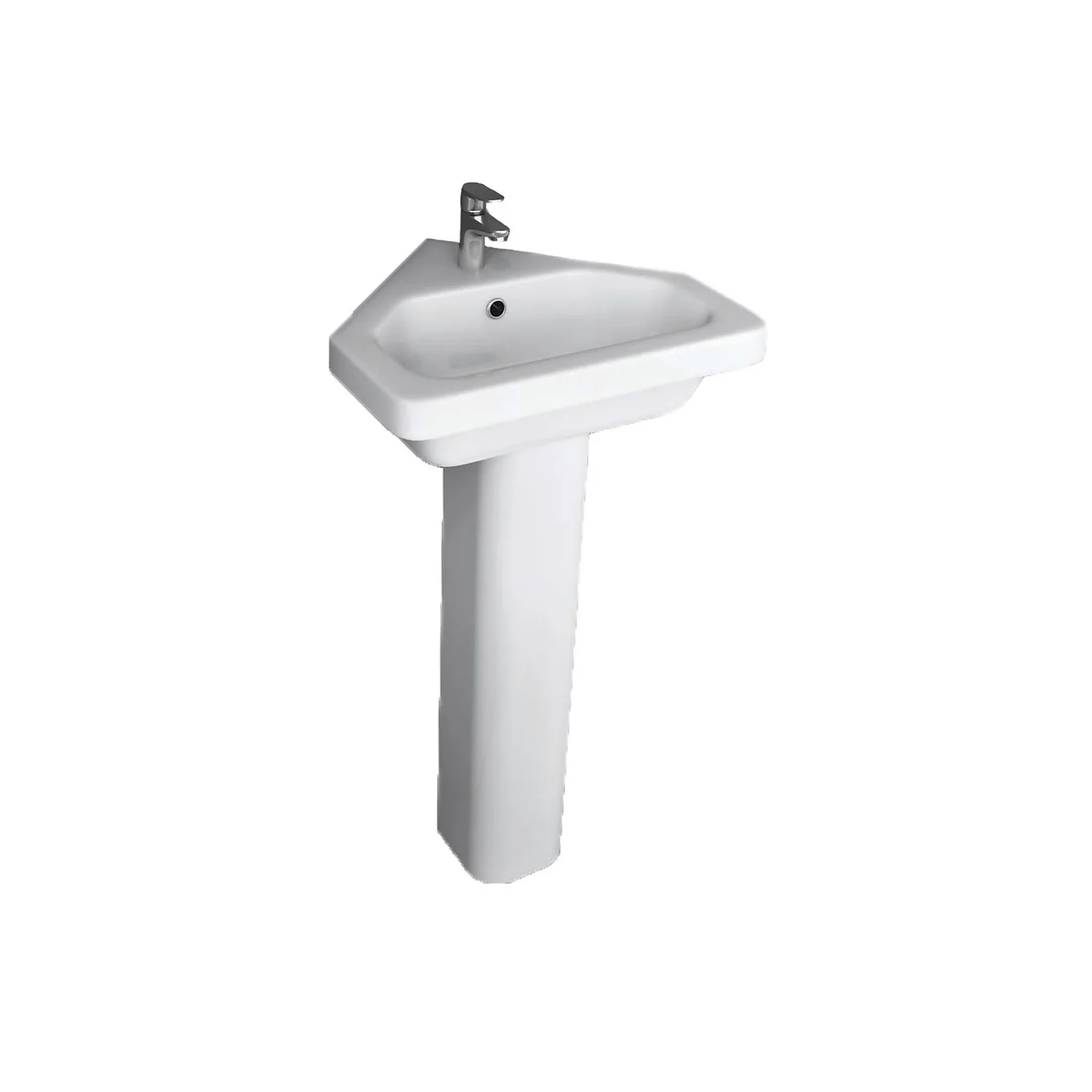 Bathstore Falcon White Corner Basin And Slim Pedestal