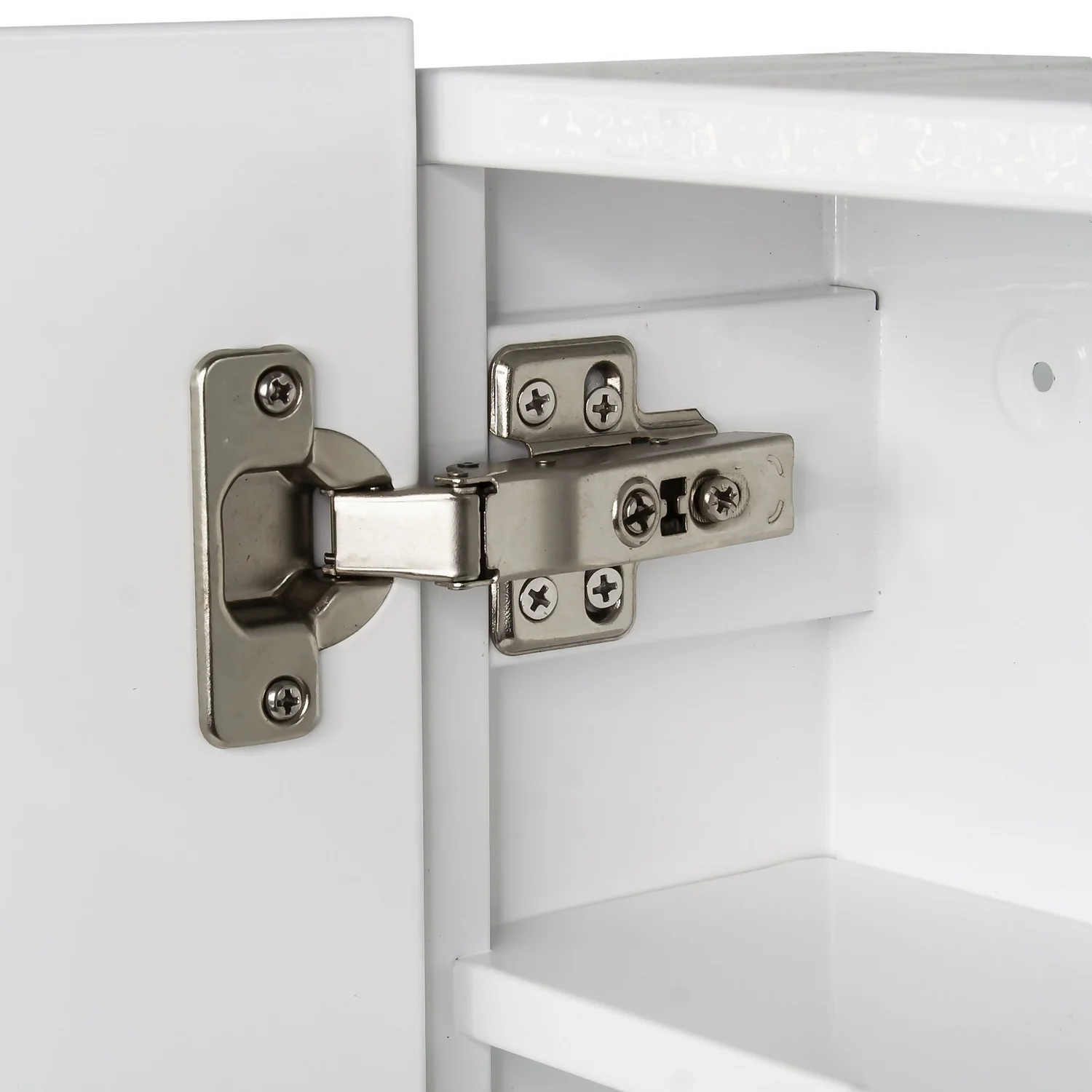 Double Door Mirrored Bathroom Cabinet - White - Image 4