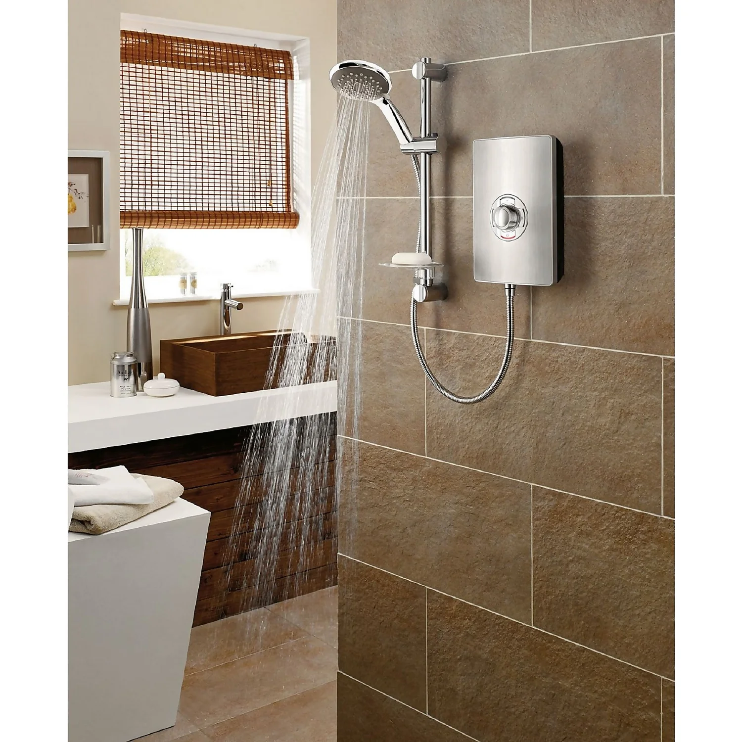 Triton Collection II 9.5kW Electric Shower - Steel Effect - Image 2