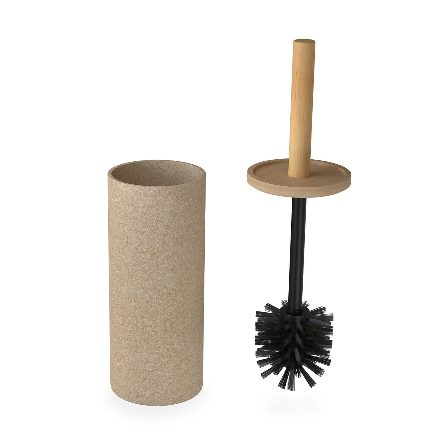 Homebase Edit Bathroom Toilet Brush And Holder - Beige Resin - Image 3