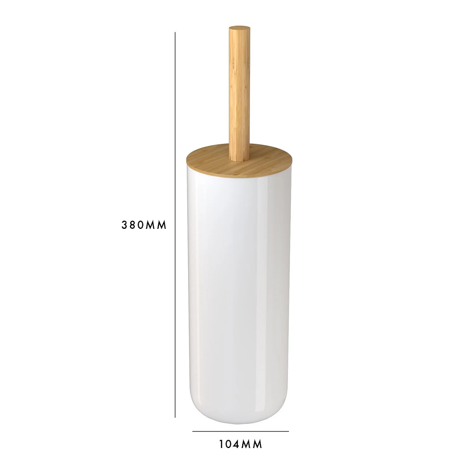 Homebase Toilet Brush And Holder - White & Bamboo - Image 4