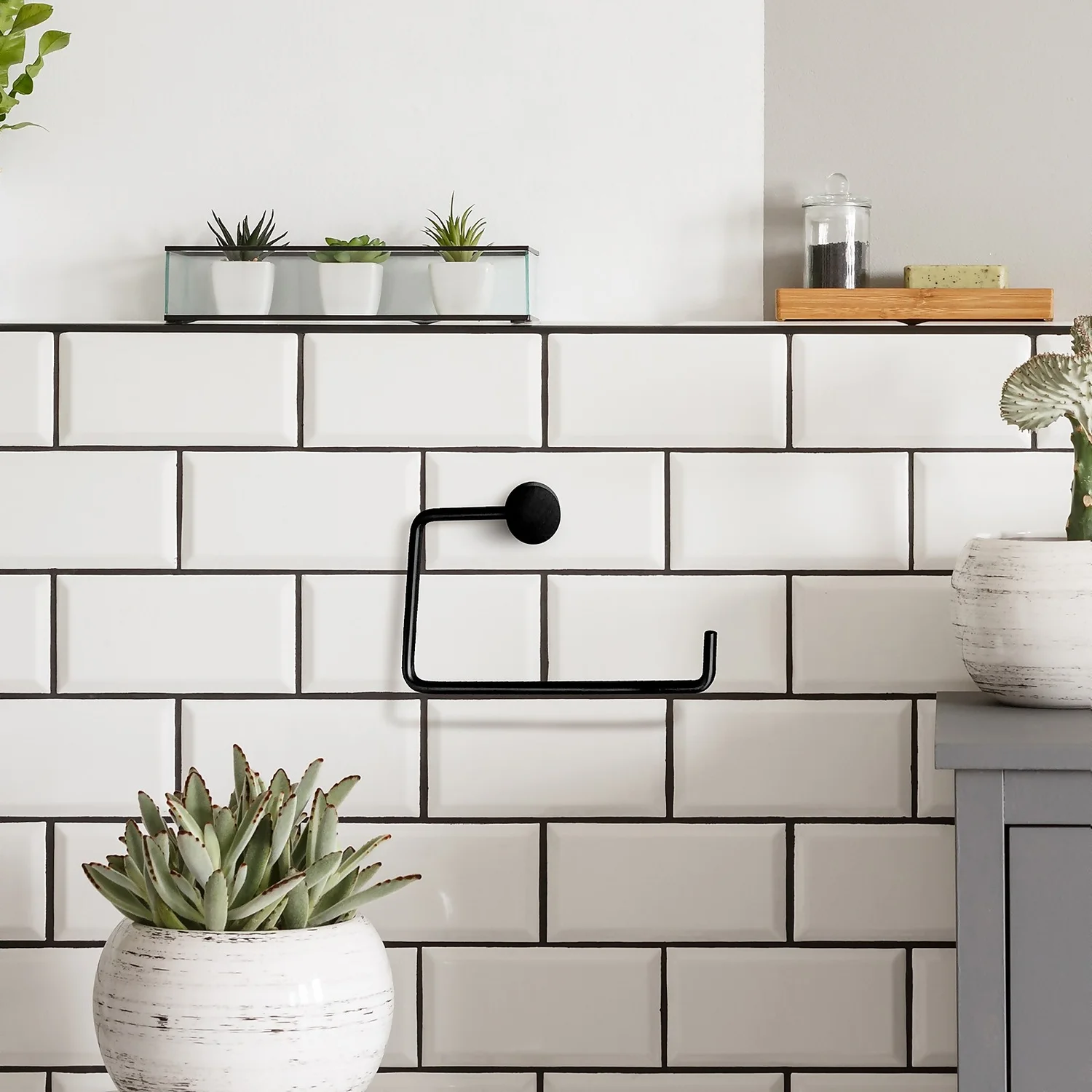 Square Toilet Roll Holder - Black - Image 2