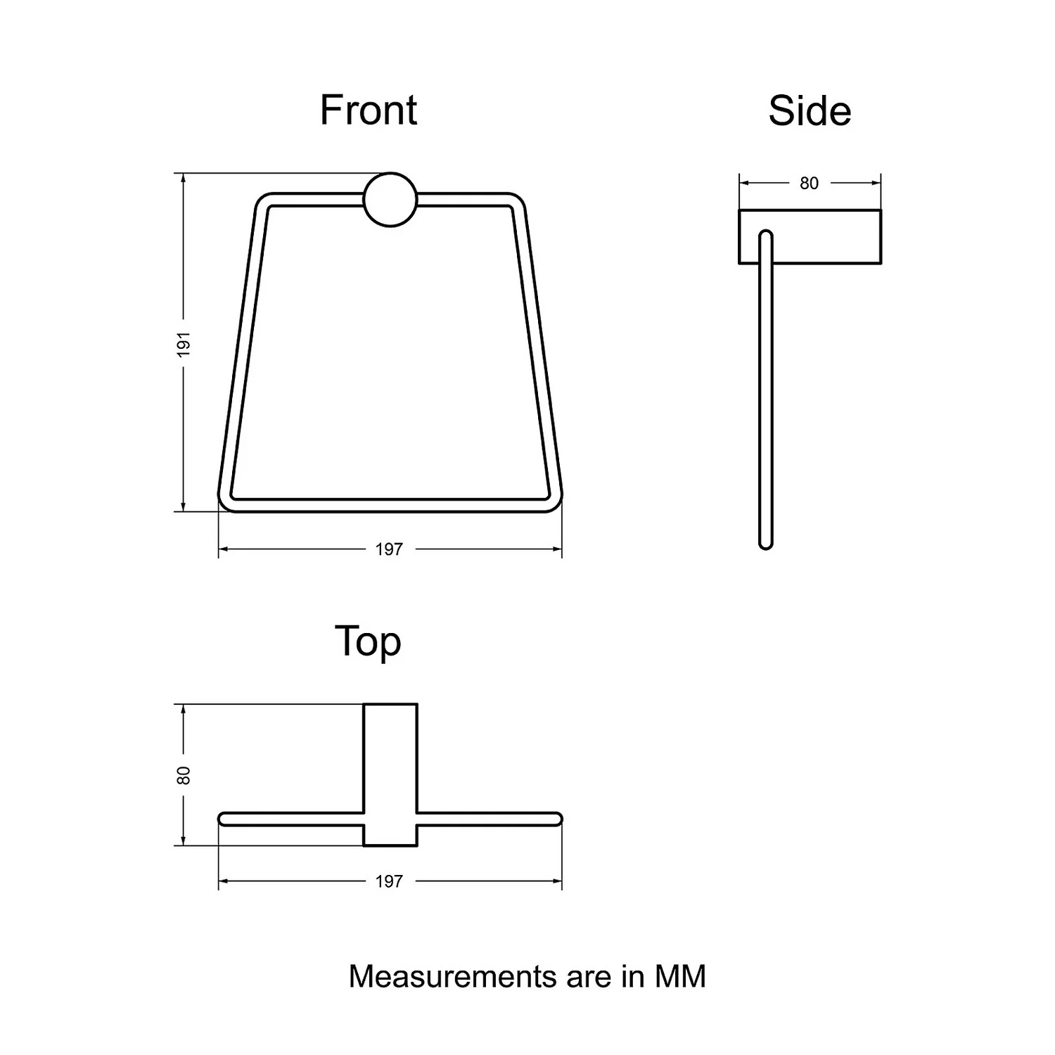 Square Towel Ring - Black - Image 3