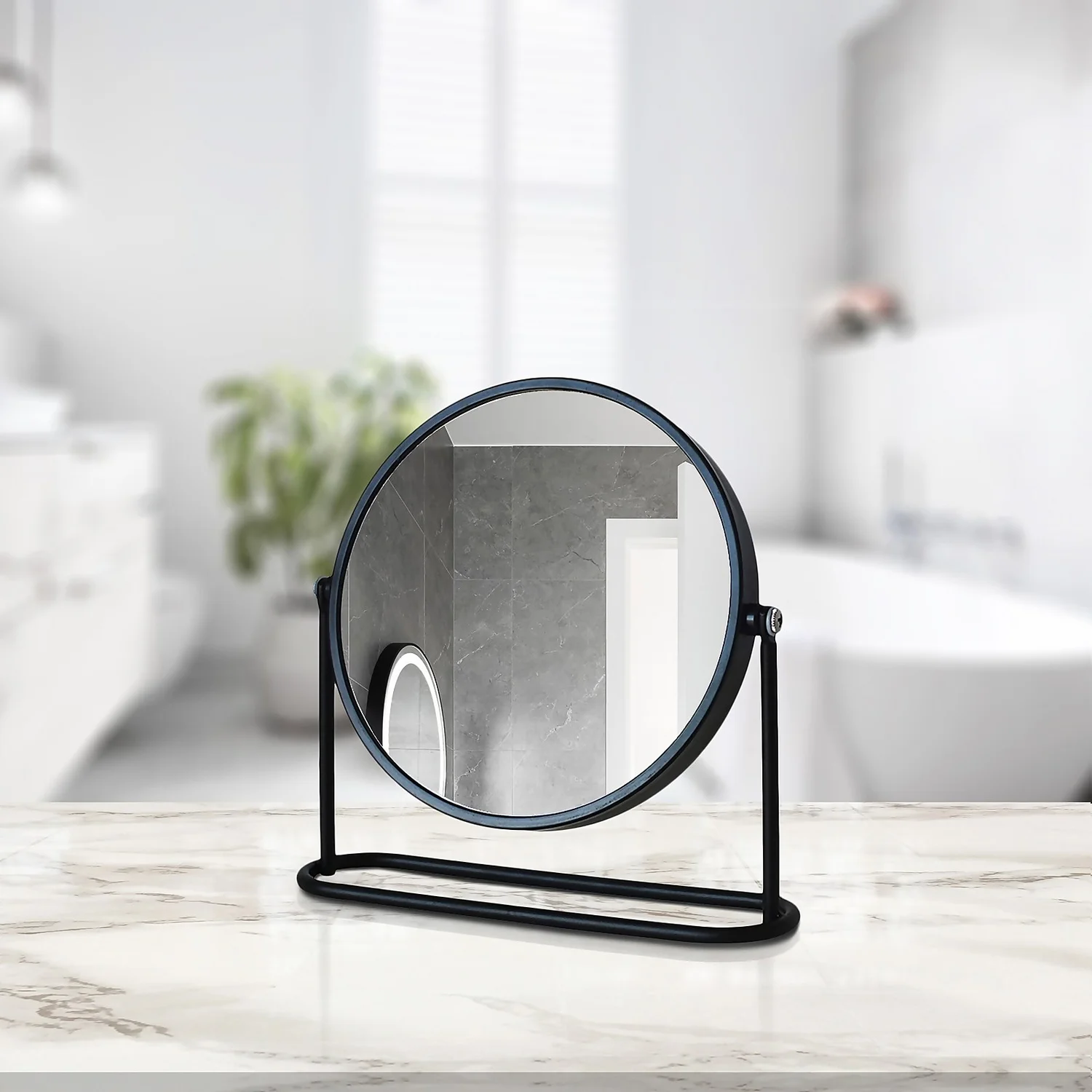 Black Magnifying Bathroom Mirror - Image 2
