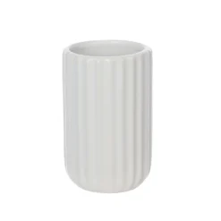 Ceramic Toothbrush Holder - White Ridged