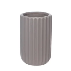 Ceramic Toothbrush Holder - Grey Ridged